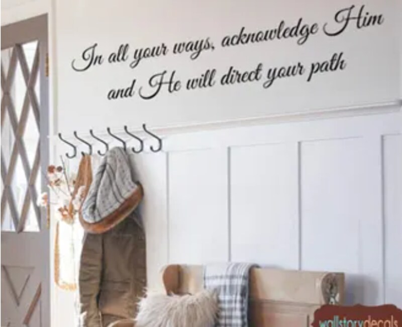 Family Wall Quotes Decal - In all your ways acknowledge Him and He will direct your path - Inspirational Christian Wall Art -2417